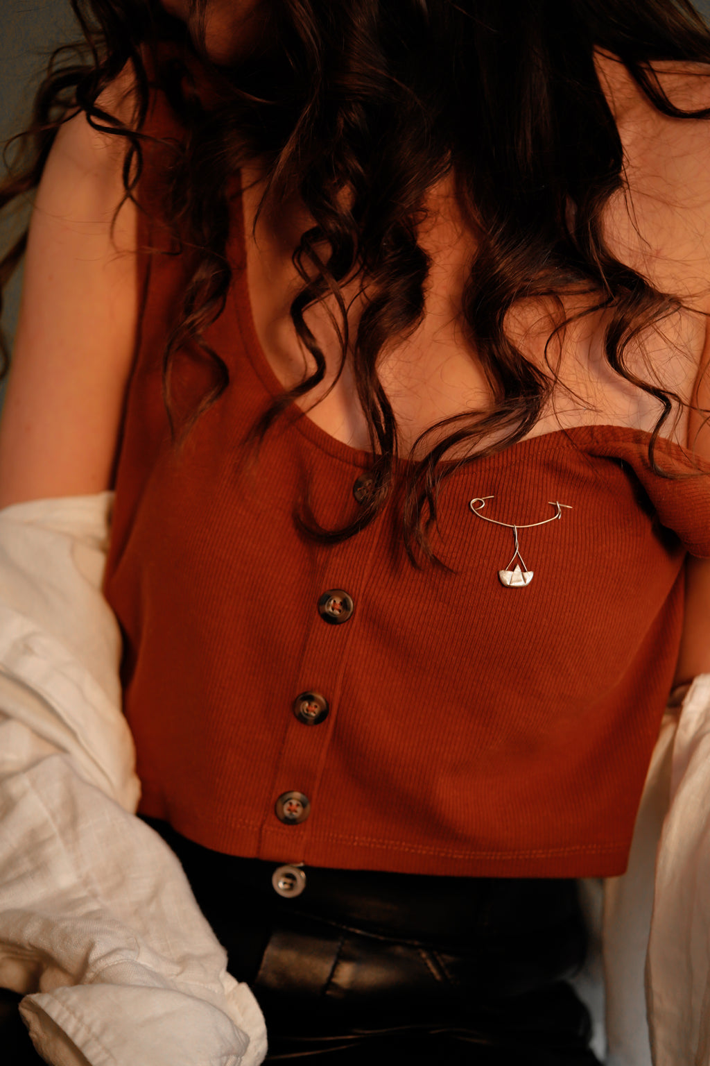 Silver Boat - Brooch