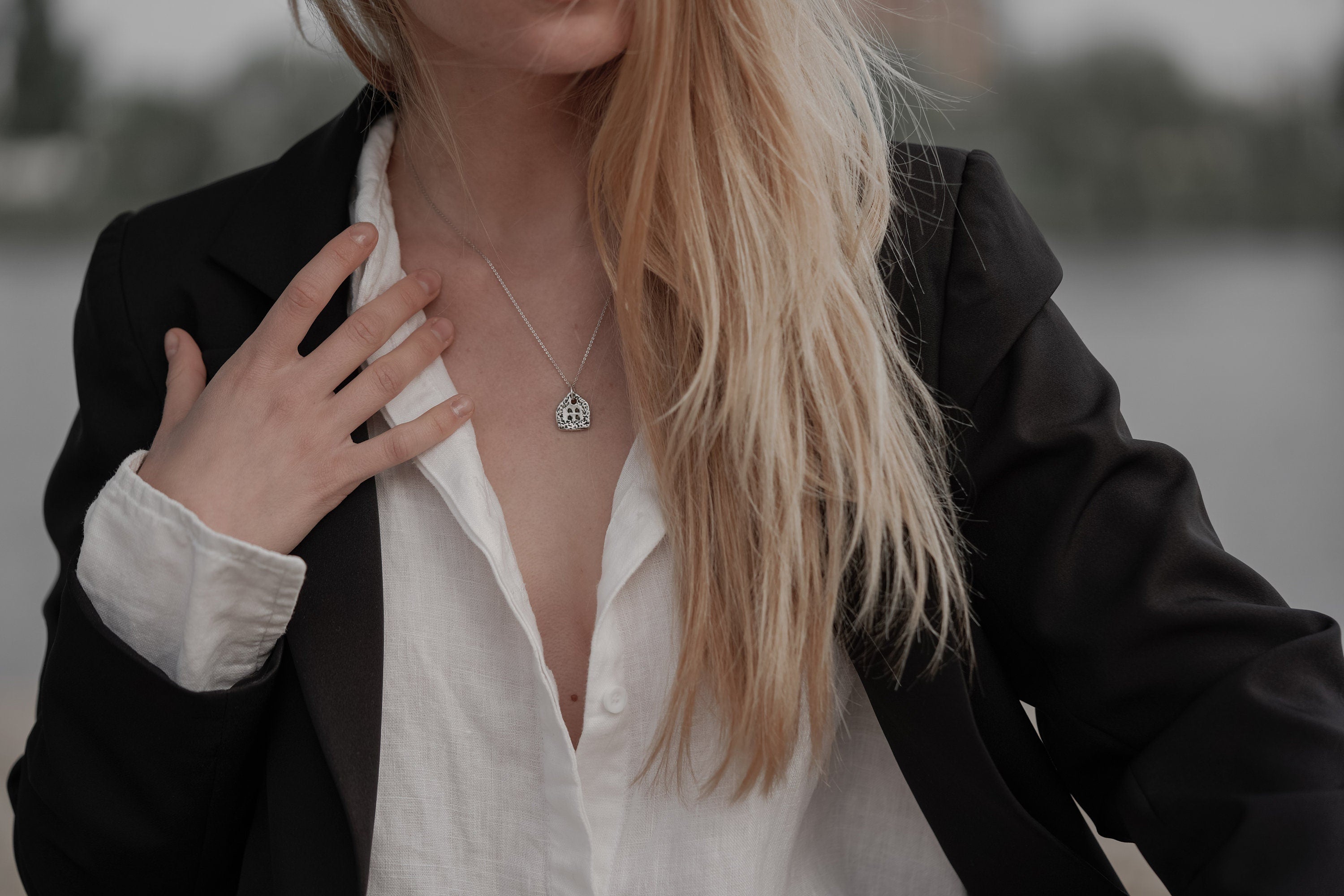 Silver House Necklace