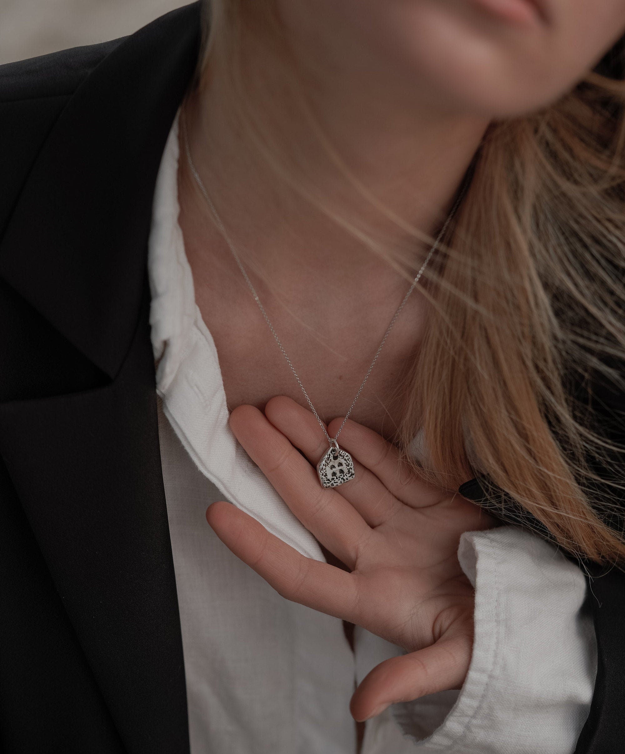 Silver House Necklace