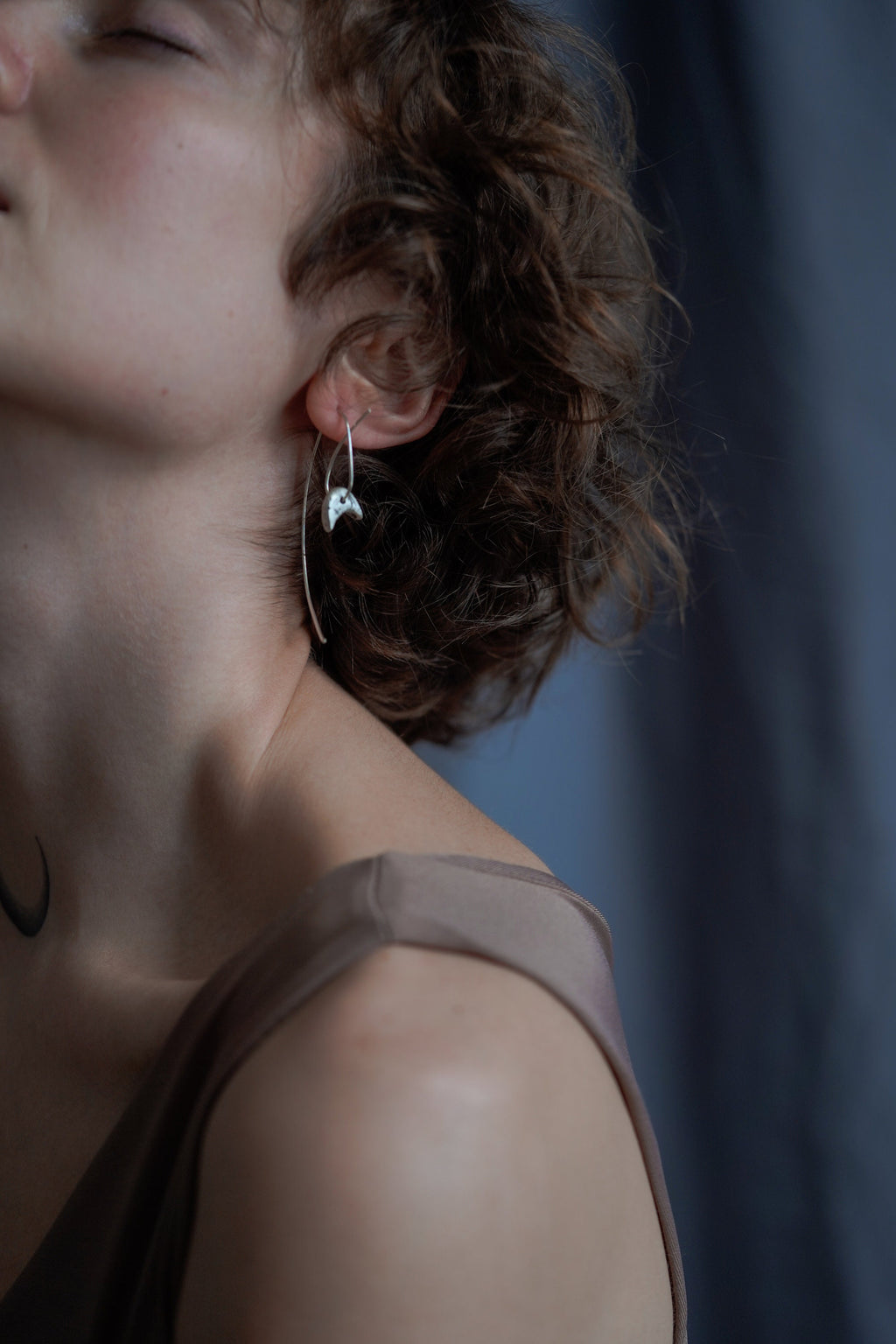 Moon Loop Silver Earrings