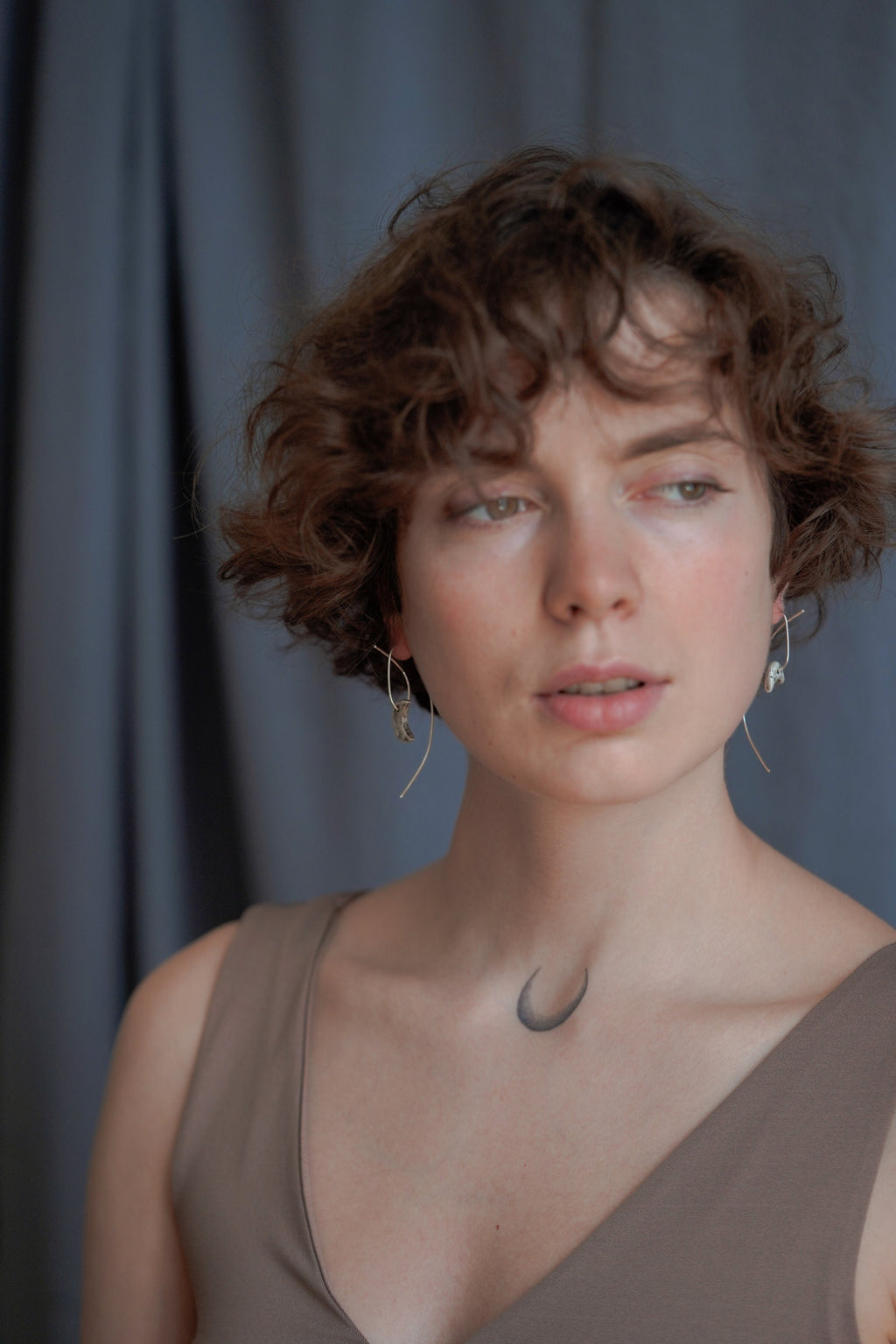 Moon Loop Silver Earrings